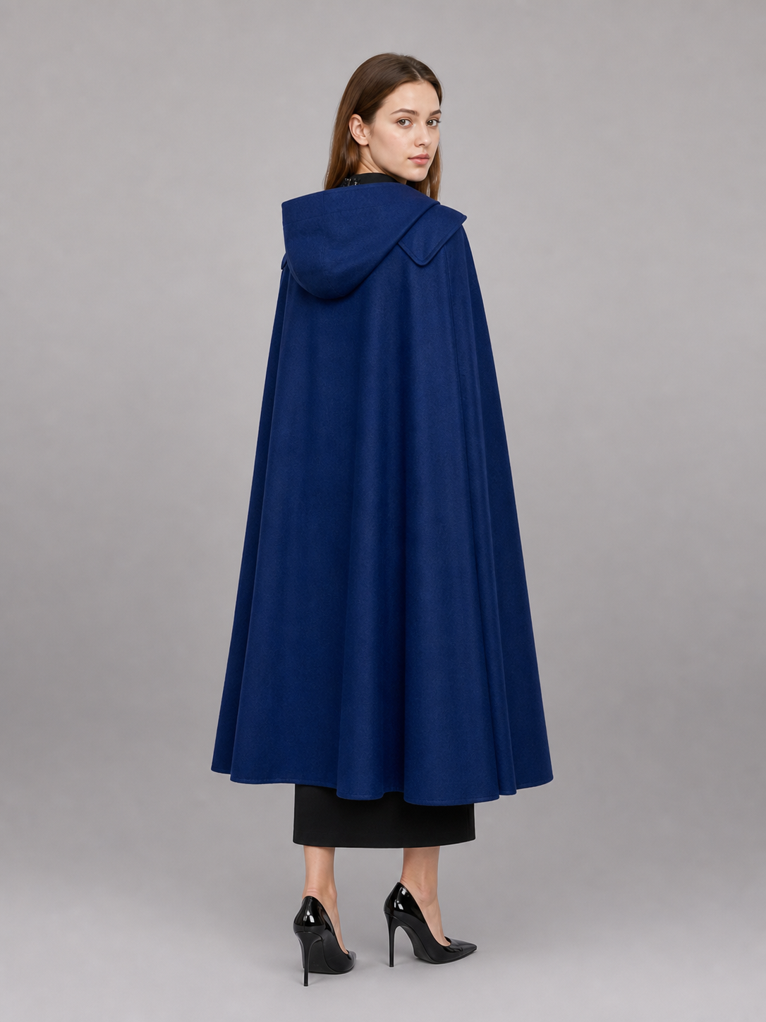 Black and Blue Gothic Carnival Cloak with Hood
