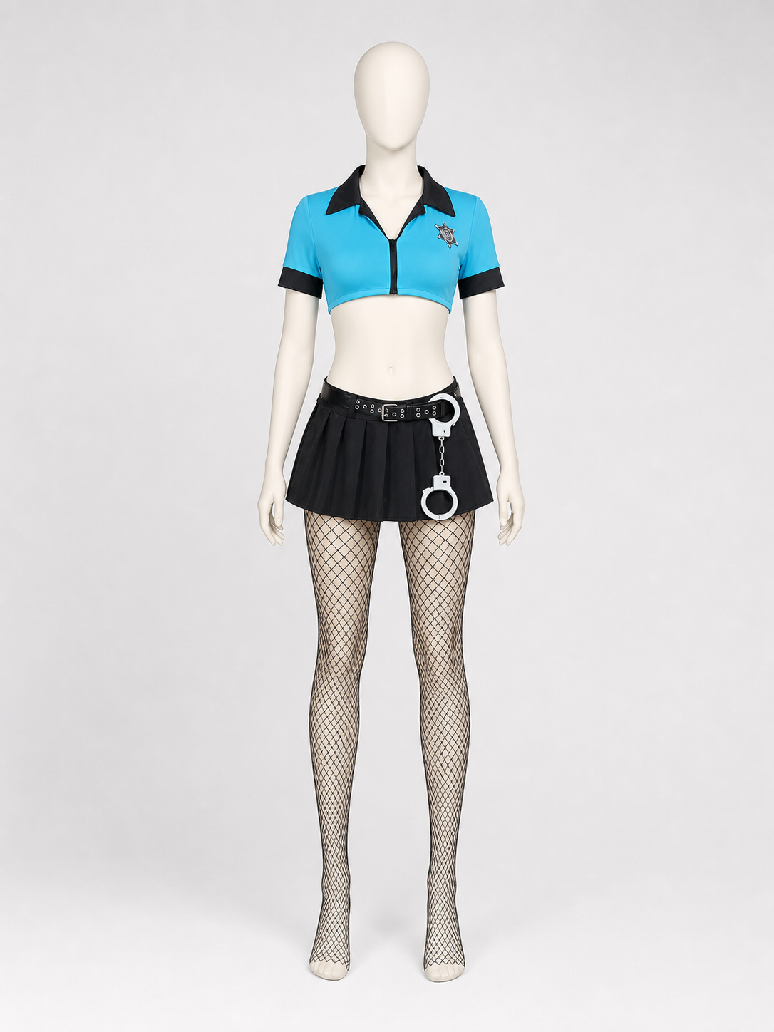 Police Costume for a Role-Play Look with Cap back view