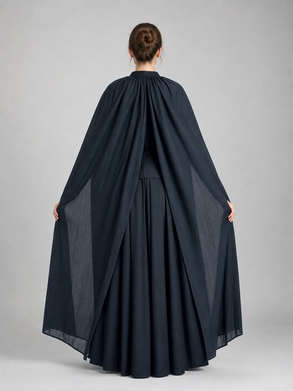 Costume set with dress, cape, and hat
