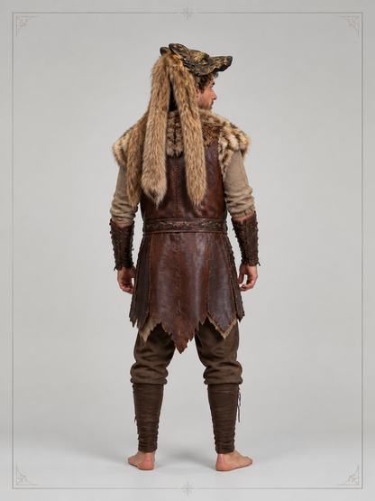 Brown Wolf Carnival Mask for Halloween and Cosplay back view