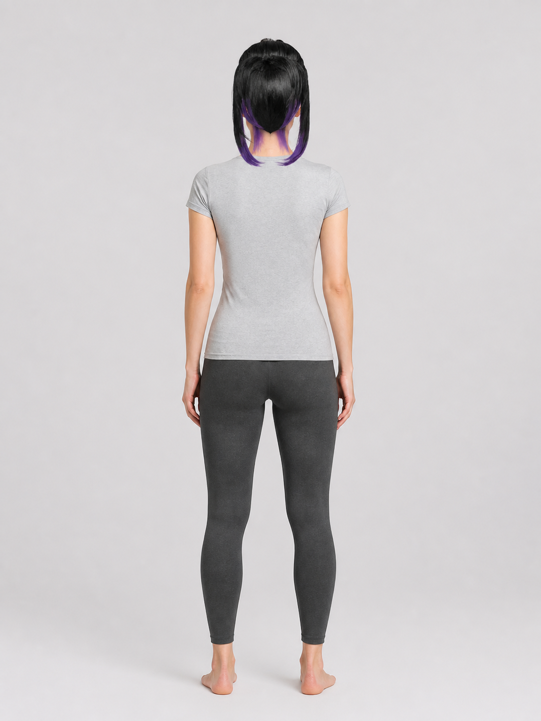 Black and Purple Carnival Wig with Updo back view