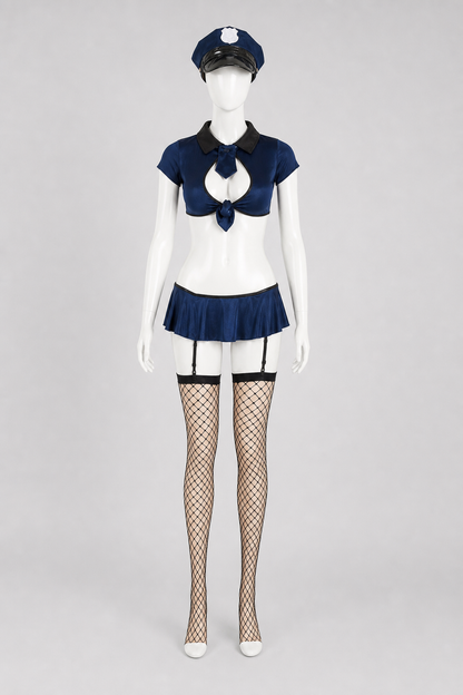 Police-Style Costume: Top, Skirt, and Cap