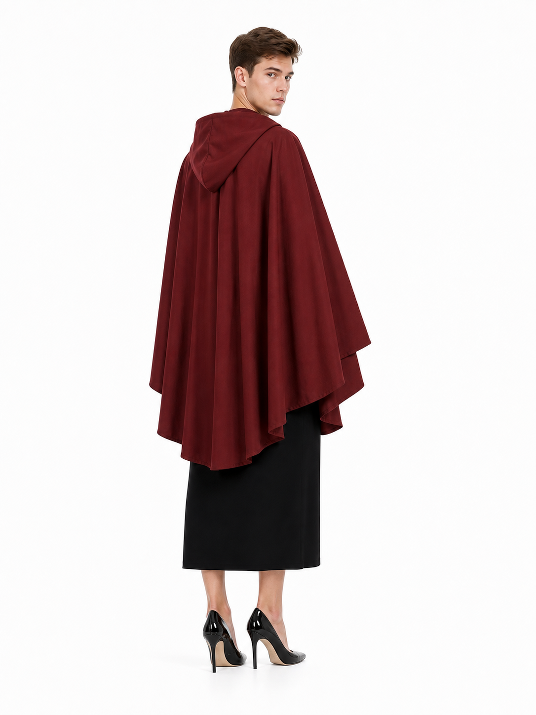 Burgundy Hooded Costume Cloak for Cosplay