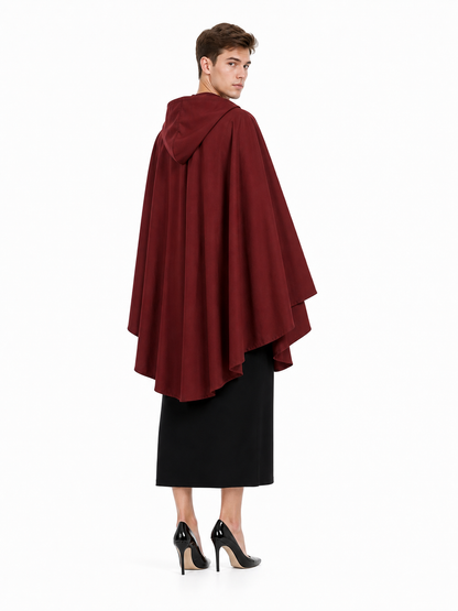 Burgundy Hooded Costume Cloak for Cosplay