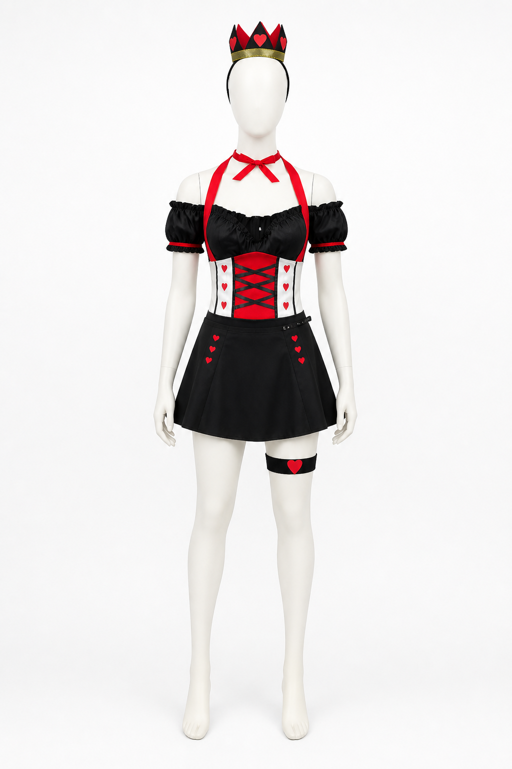 Queen of Hearts Costume with Crown and Hearts for Halloween back view