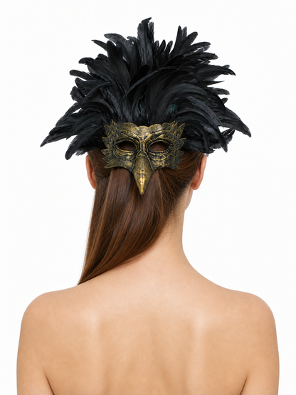 Eagle Feather Mask for Carnival and Masquerade back view 4