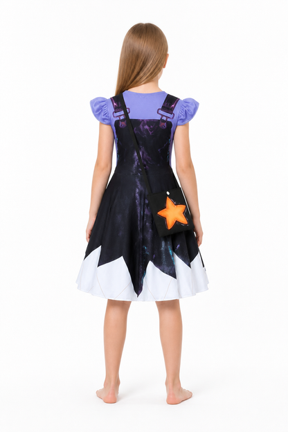 Princess Dress with Orange Star and Bag, 110-160 cm back view