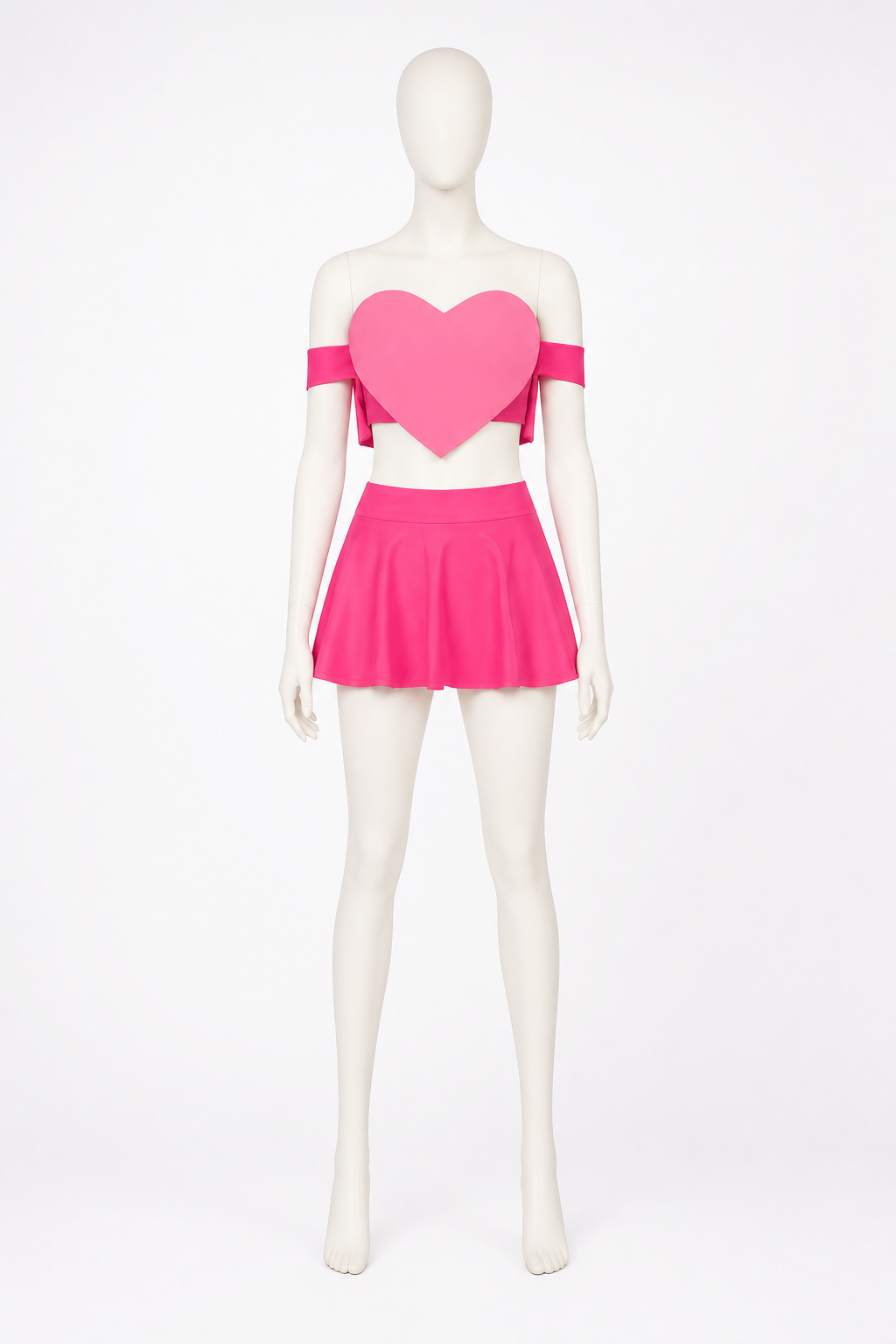 Off-the-Shoulder Crop Top and Heart Skirt Set back view