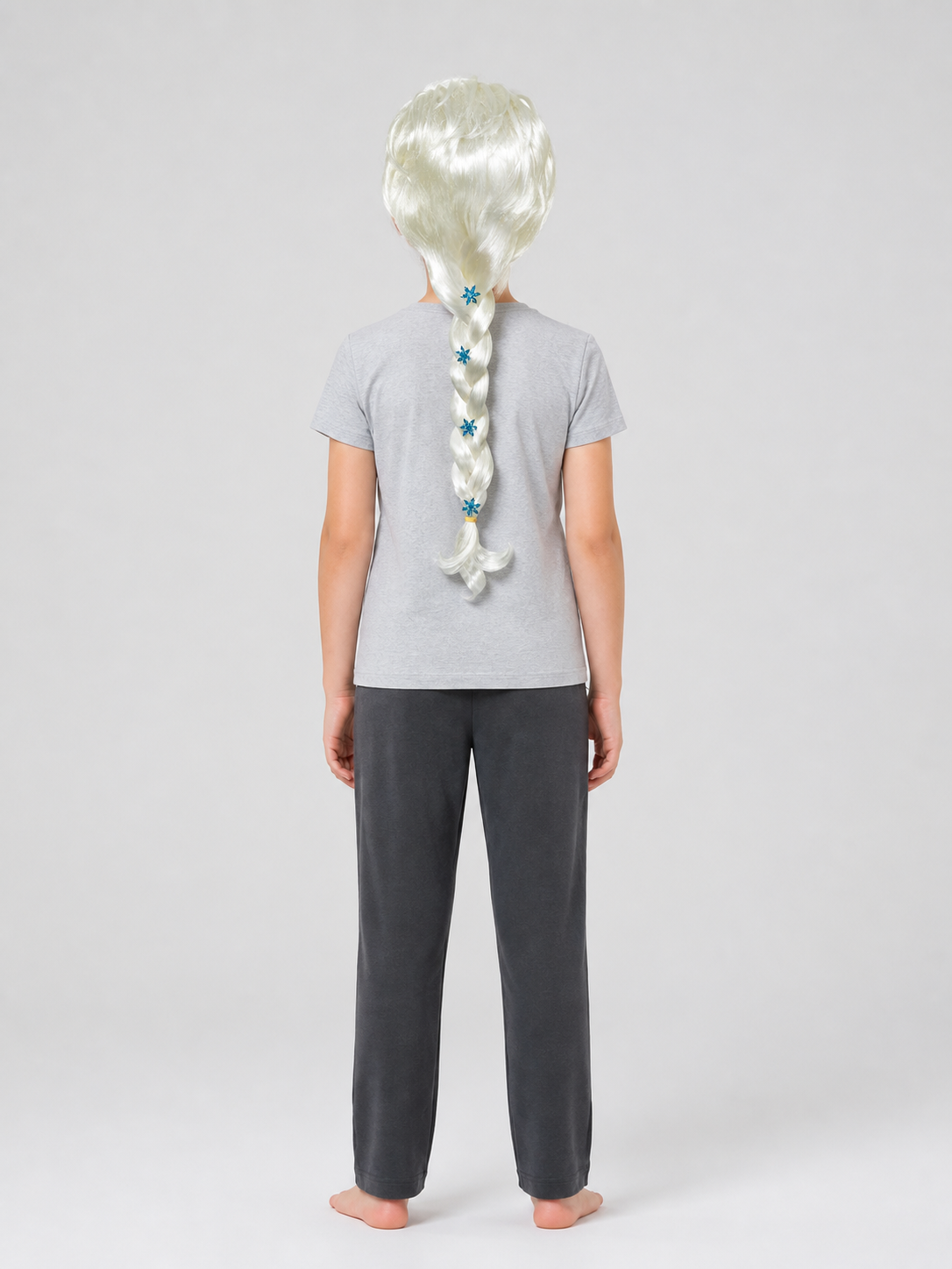 Platinum Halloween Carnival Wig with Braid back view