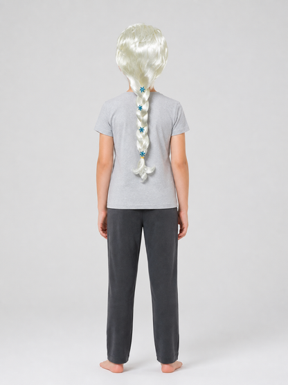 Platinum Halloween Carnival Wig with Braid back view