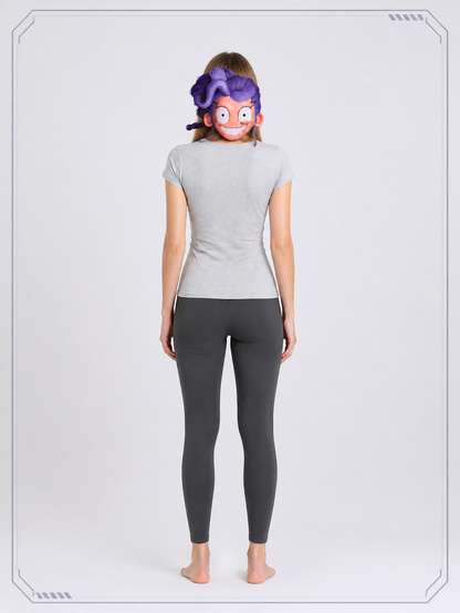 Cosplay Mask with Purple Hair and an Orange Face back view