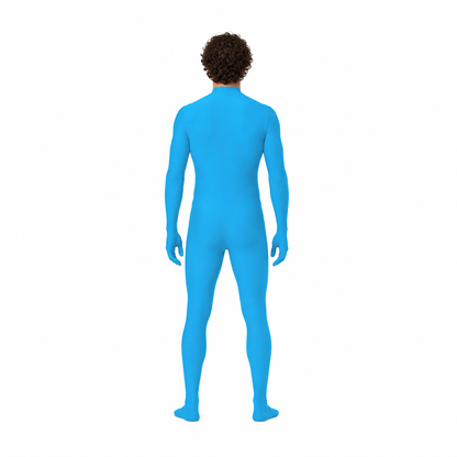 Fitted Blue Jumpsuit with a High Collar back view