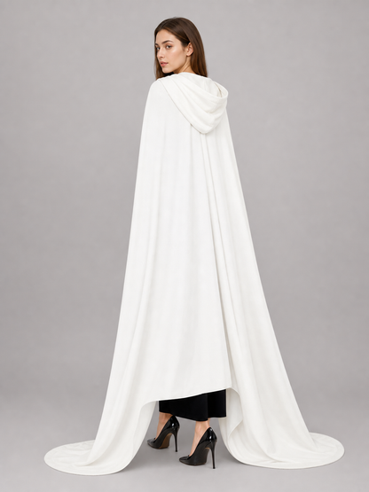 Long White Hooded Carnival Cape