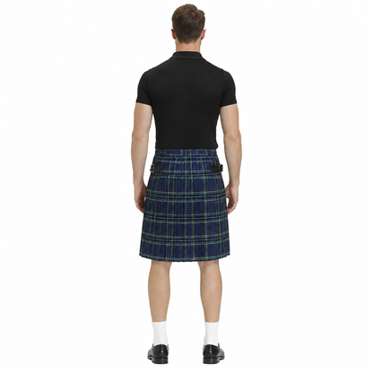 Pleated Plaid Skirt with Straps and Buckles back view