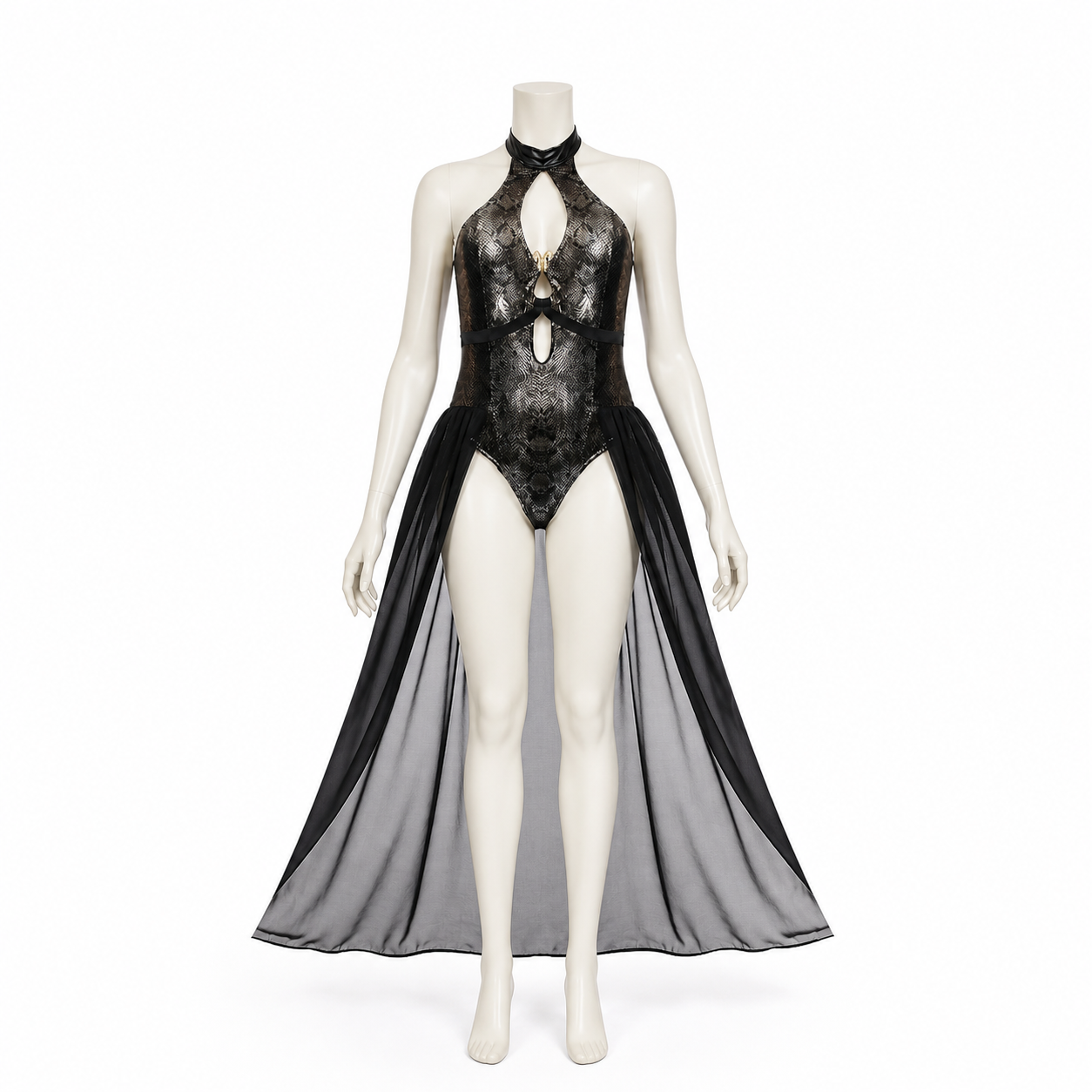 Medusa Costume with Snake Pattern and Cutouts back view