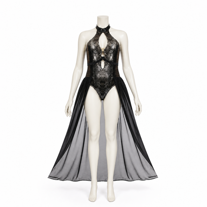 Medusa Costume with Snake Pattern and Cutouts back view