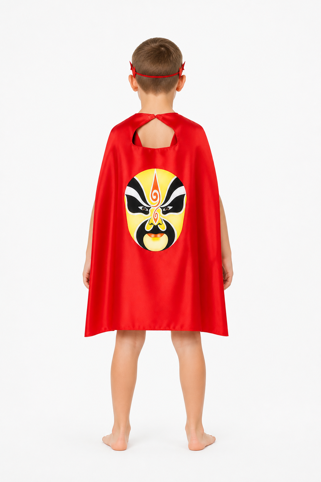 Cape with Mask and Face Print for Carnival back view