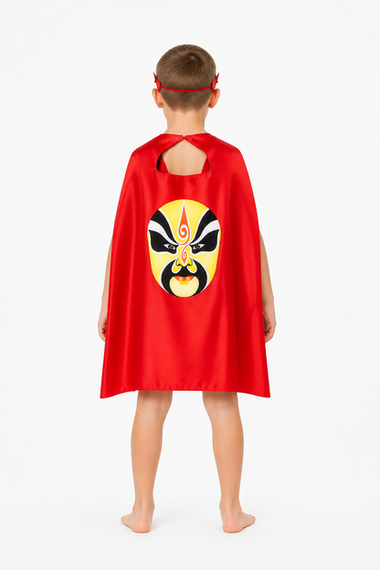 Cape with Mask and Face Print for Carnival back view