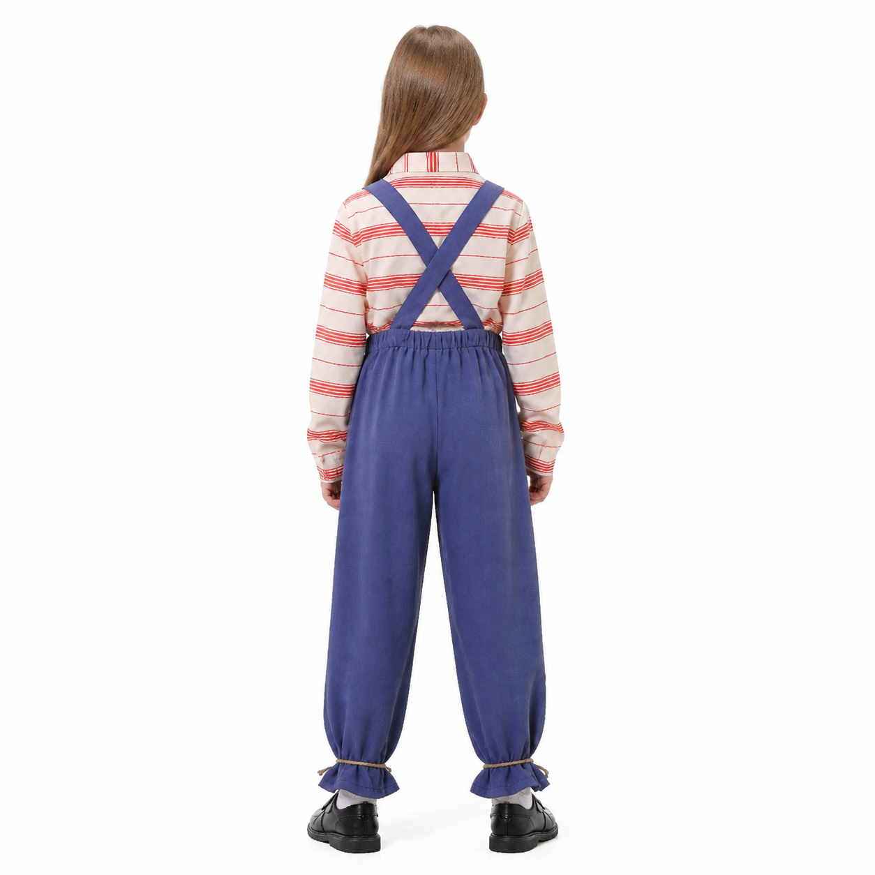 Pumpkin Stage Costume: Shirt and Overalls back view