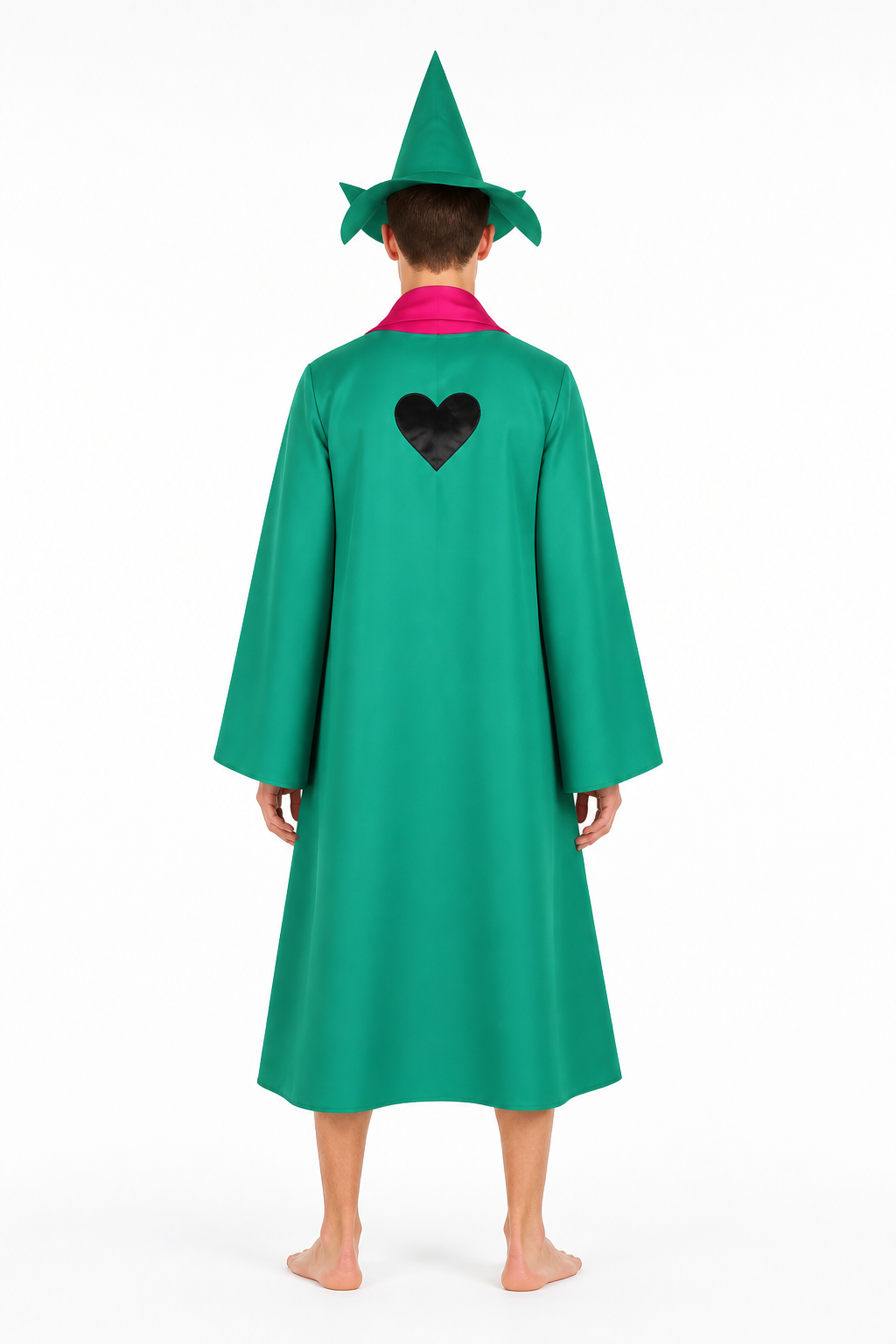 Ralsei Cosplay Costume from Undertale with a Pointed Hat and Scarf back view
