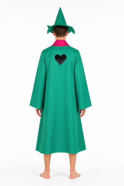 Ralsei Cosplay Costume from Undertale with a Pointed Hat and Scarf back view