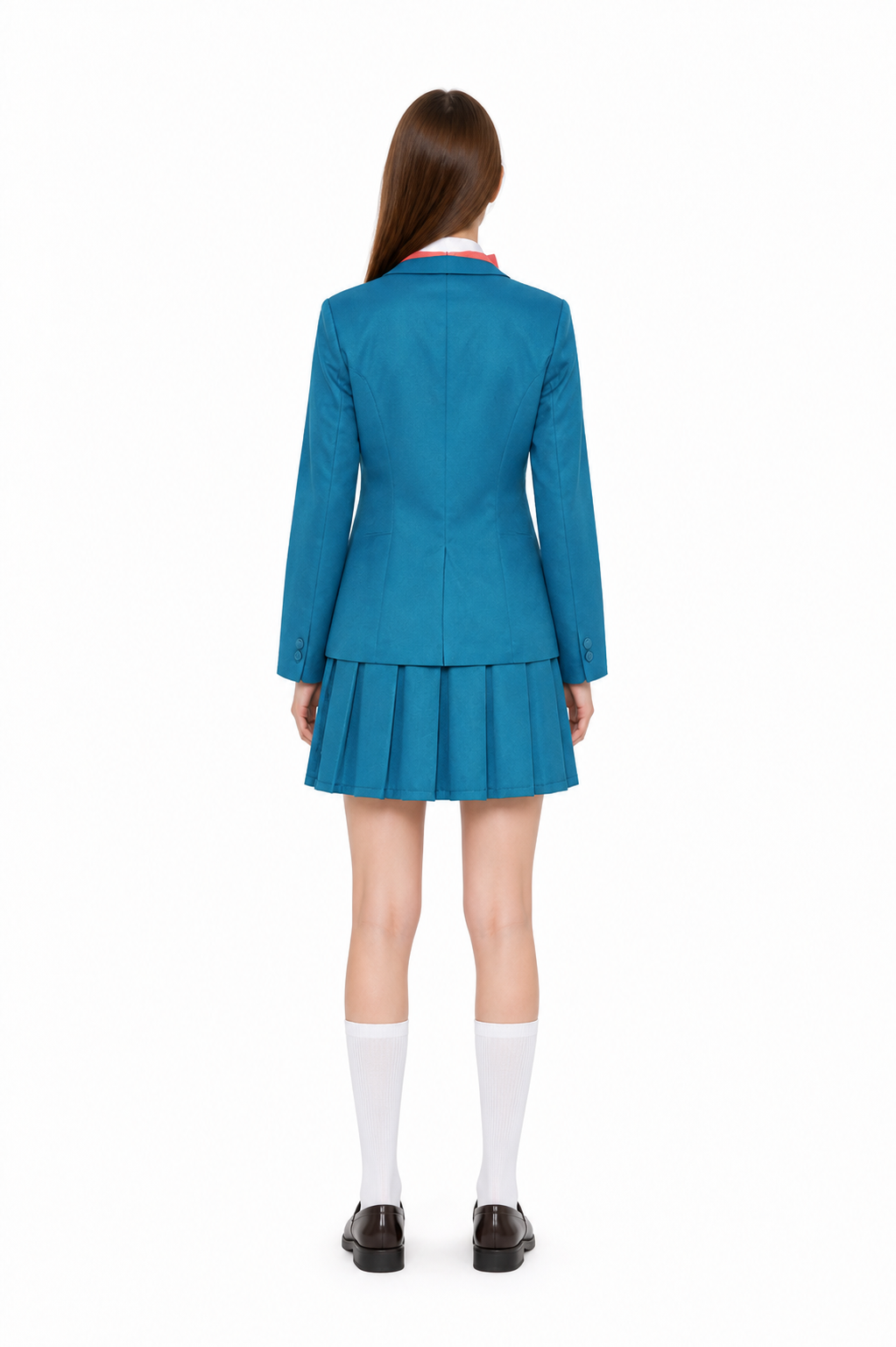School Uniform Set with Pleated Skirt back view