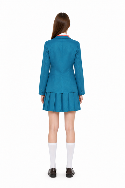 School Uniform Set with Pleated Skirt back view