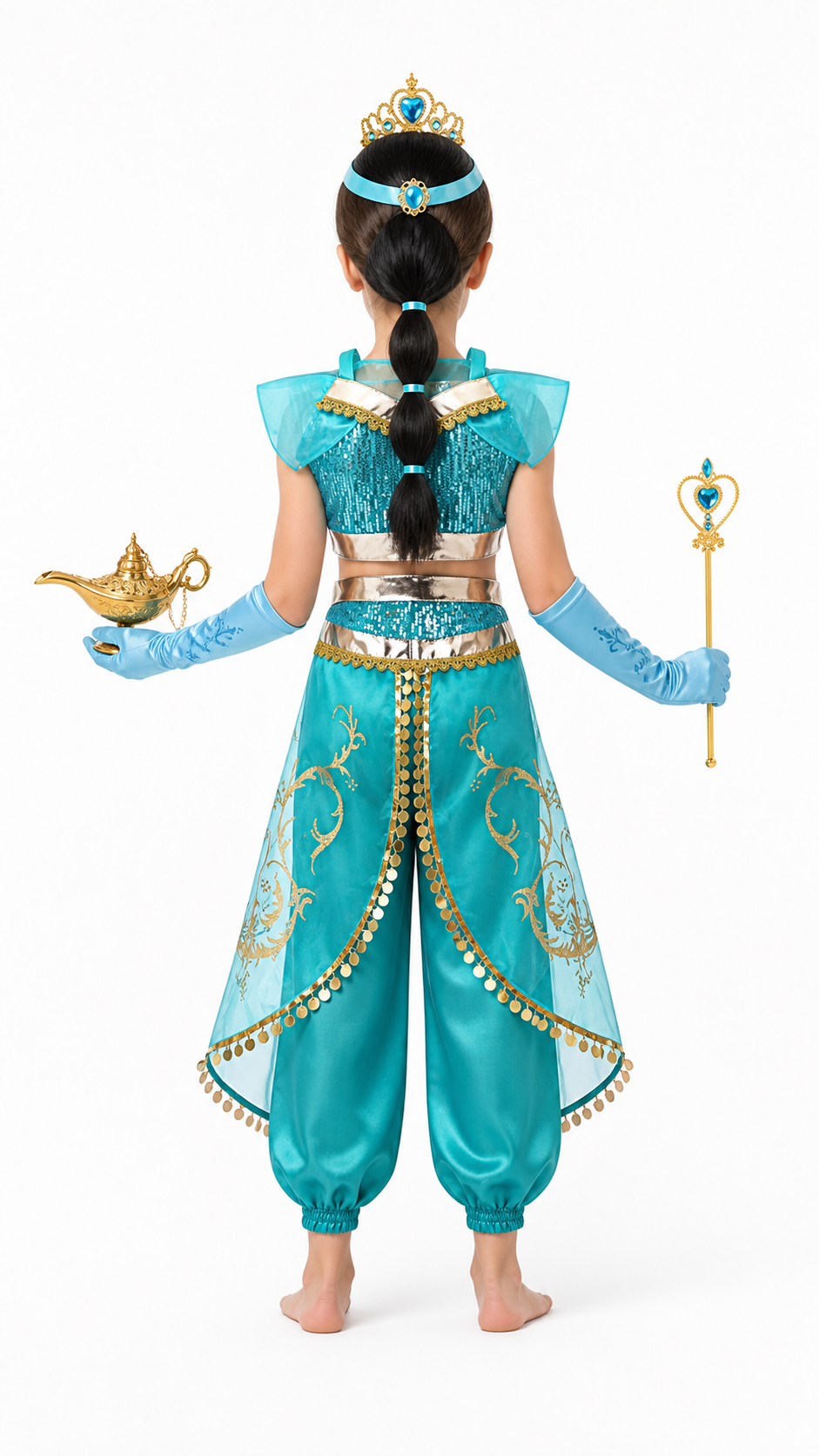 Children's Princess Jasmine Costume with Accessories back view