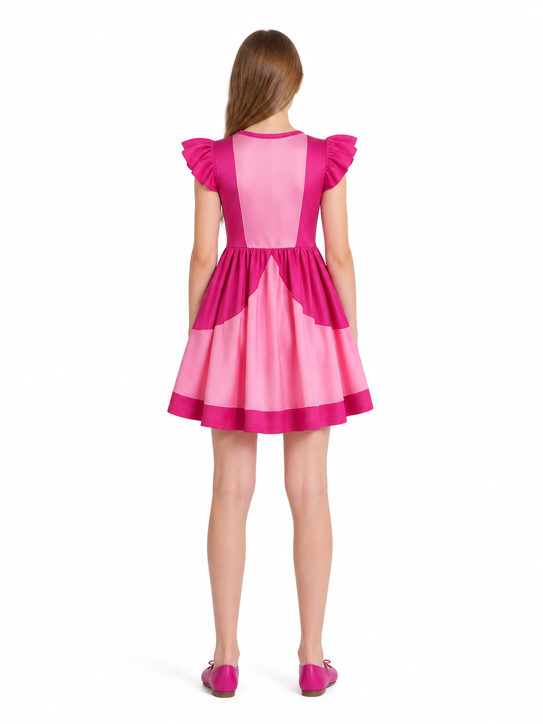 Rosalina Dress with Emblem, Short Sleeves back view