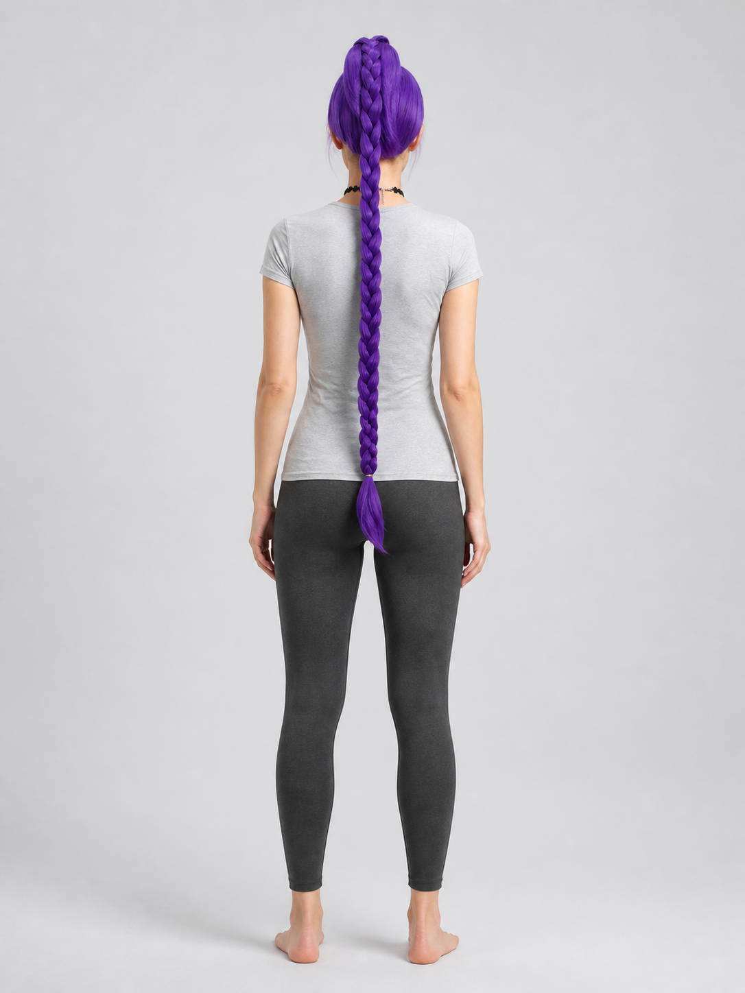 Purple Carnival Wig with Long Braids for Cosplay