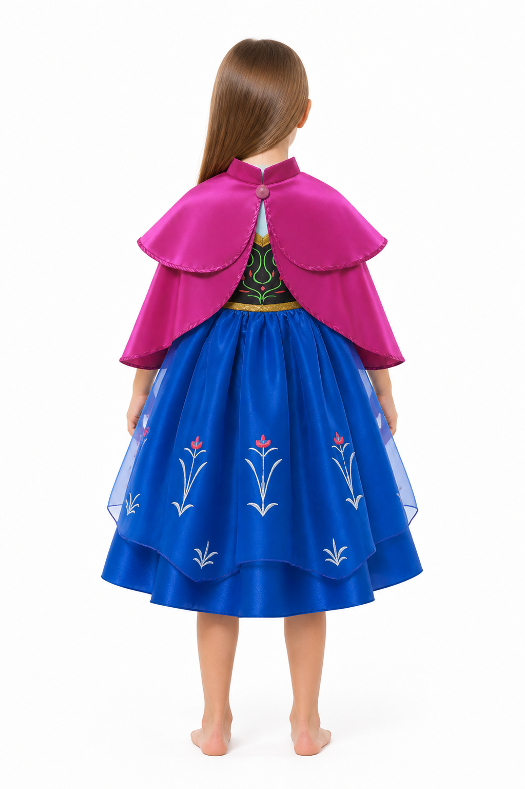 Princess Costume with a Full Skirt and Cape back view