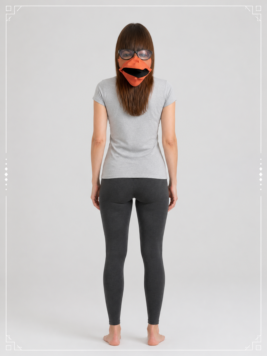Orange Carnival Mask with a Three-Dimensional Nose back view