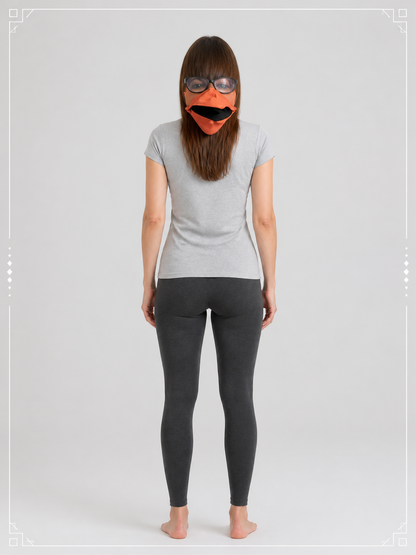 Orange Carnival Mask with a Three-Dimensional Nose back view