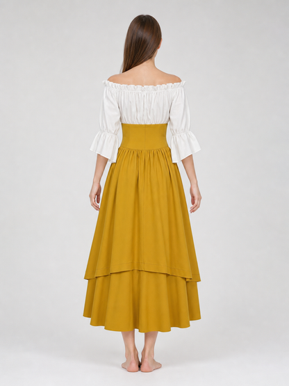 Vintage-Style Lace-Up Maxi Dress