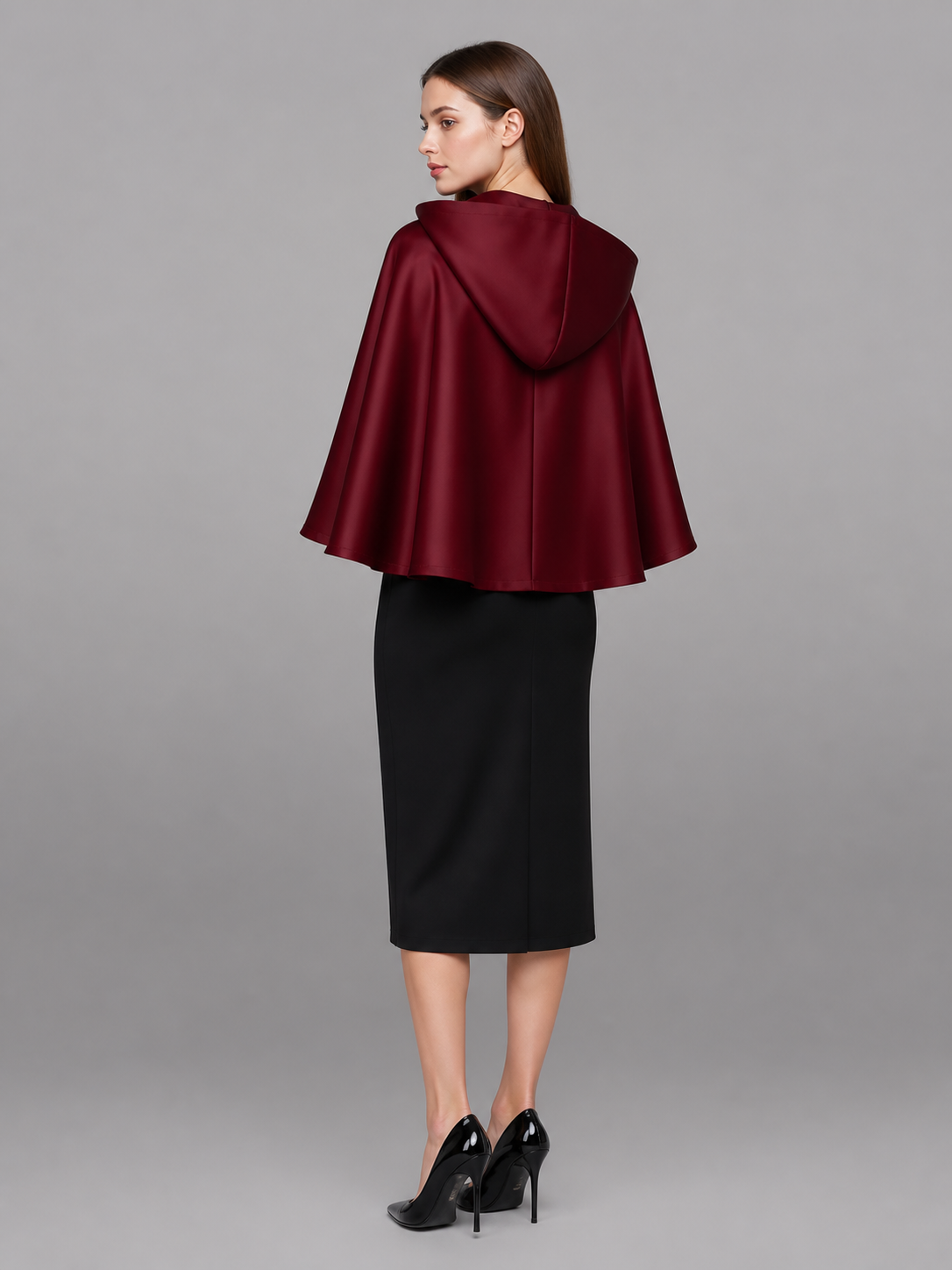 Burgundy Carnival Cloak with Hood for Cosplay