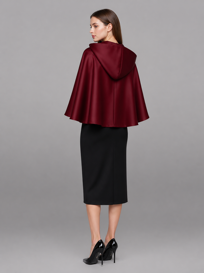 Burgundy Carnival Cloak with Hood for Cosplay