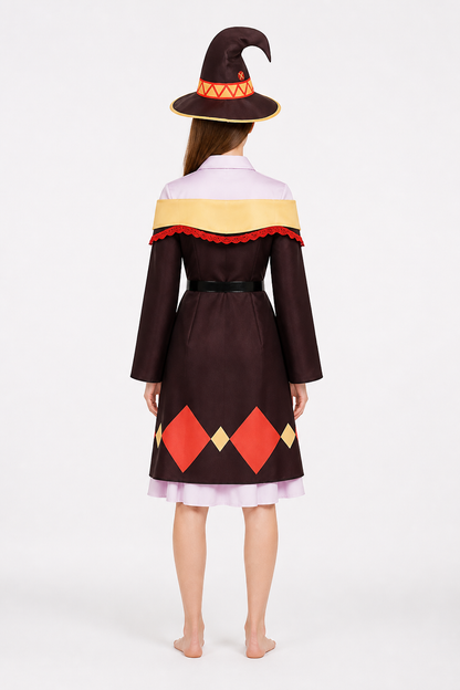 Cosplay Costume with Pointed Hat, 6 Pieces back view