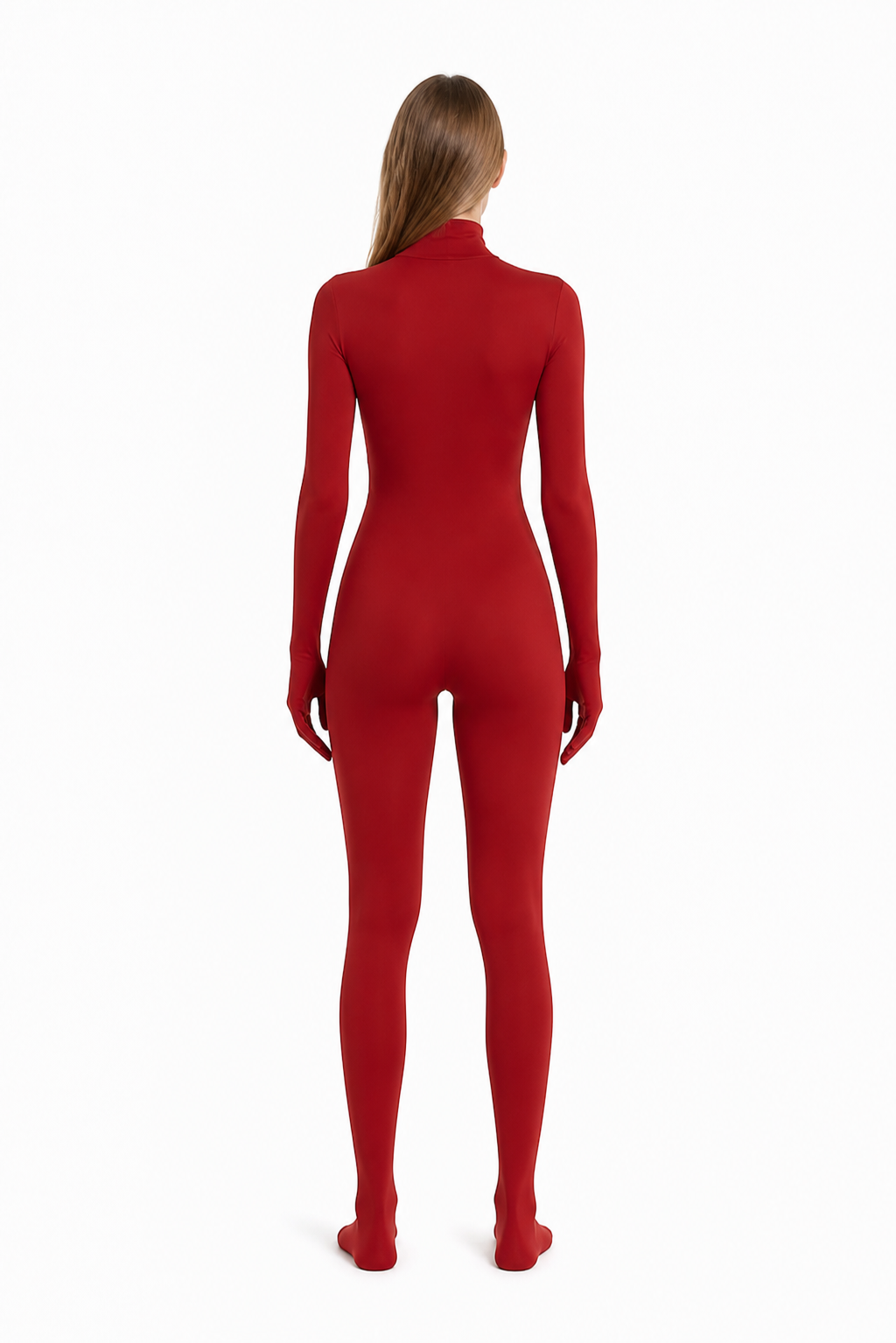 Form-Fitting Jumpsuit with Covered Hands and Feet back view
