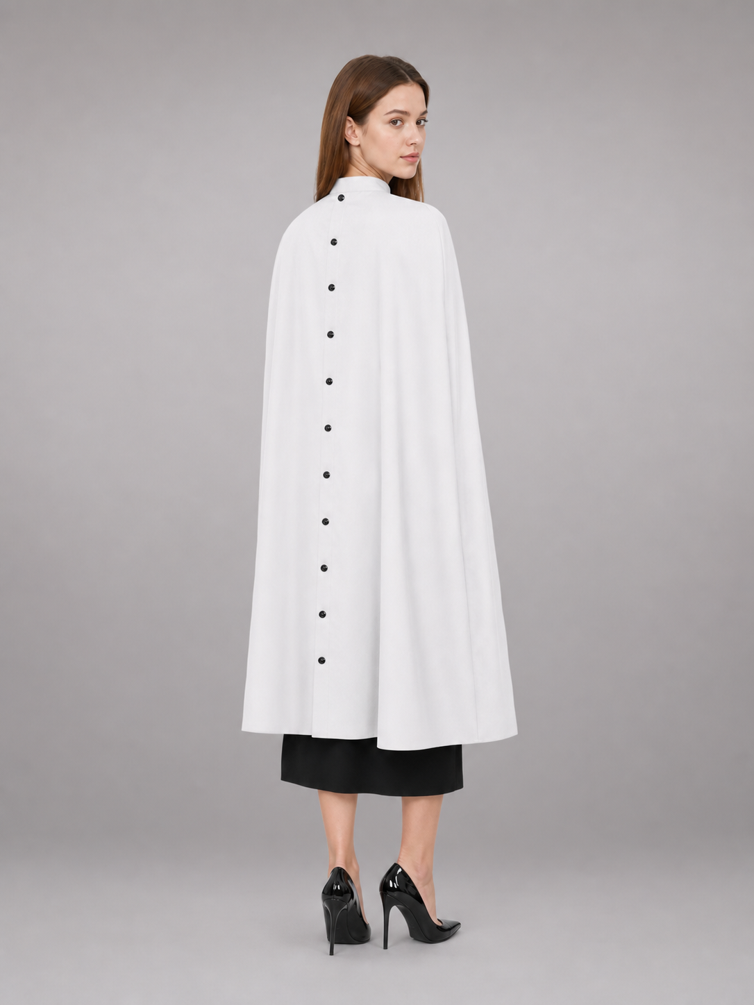 White Hooded Carnival Cloak for a Costume Look