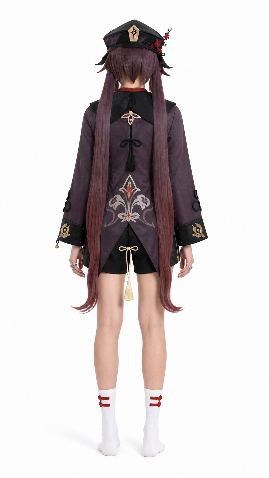 Hu Tao Cosplay Costume with Wig and Accessories back view