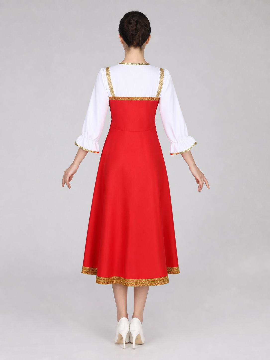 Russian Folk Midi Dress with Hat