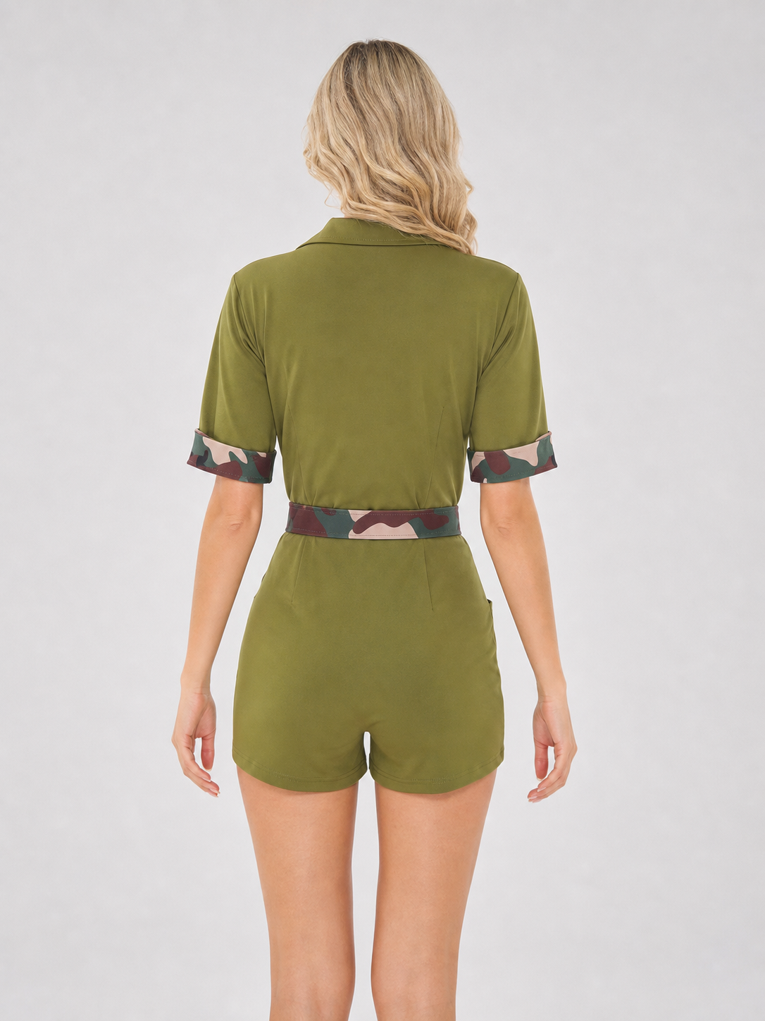 Military-Style Romper with Shorts