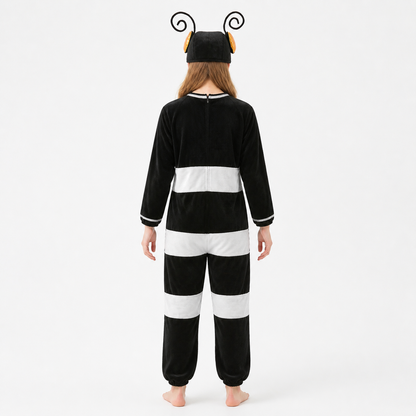 Ant Costume with Antennae and Black-and-White Stripes back view