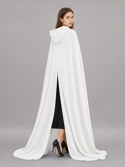 Long White Carnival Cloak with Hood