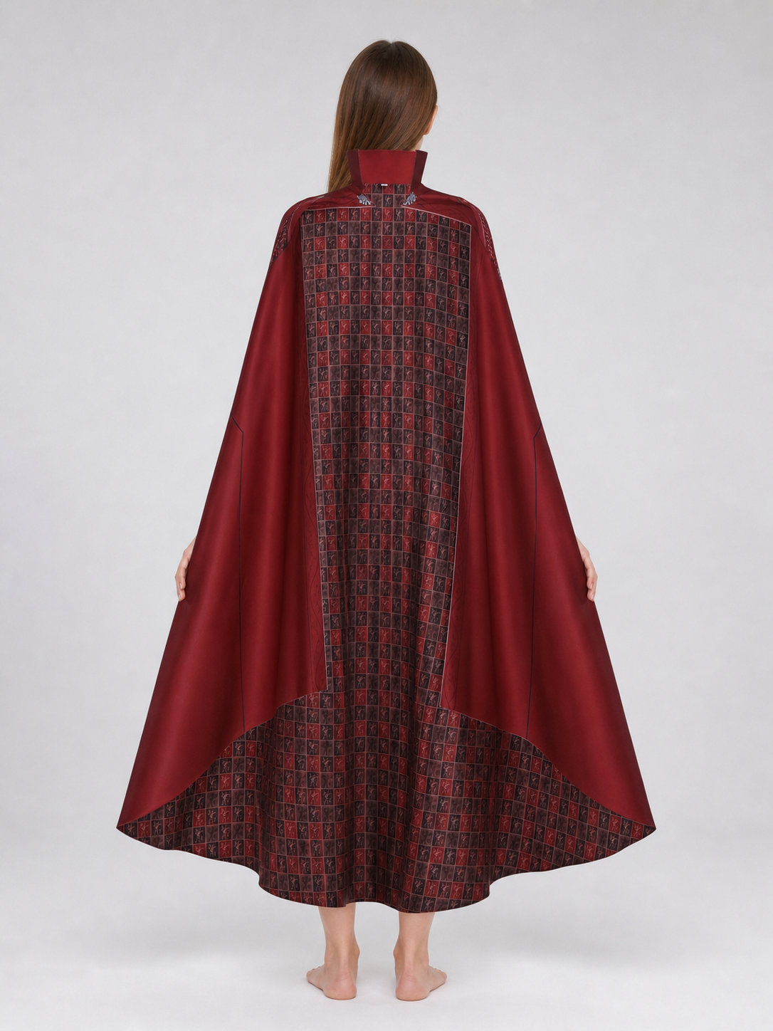Red Cosplay Cloak with a High Collar