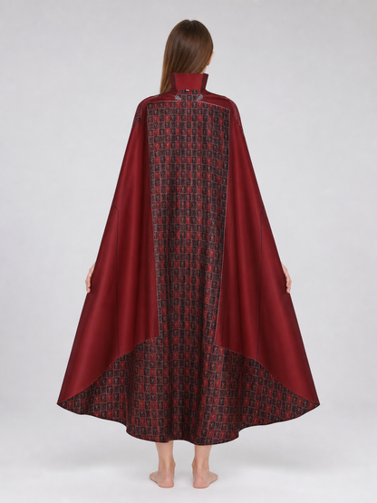 Red Cosplay Cloak with a High Collar