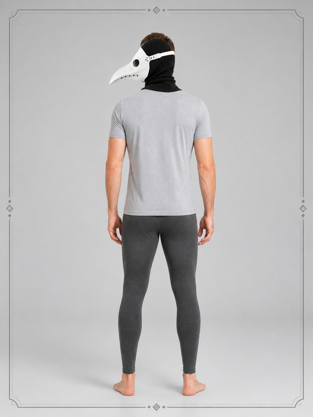 Black and White Plague Doctor Carnival Mask for Halloween back view