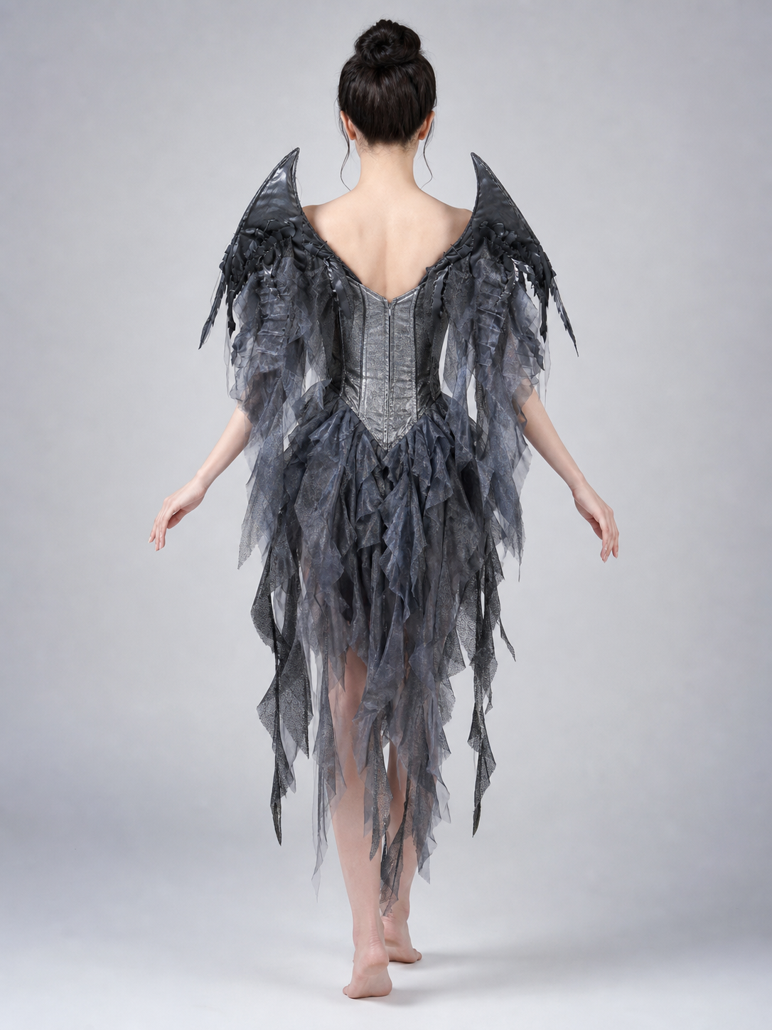 Gothic Angel Costume with Wings for Cosplay back view