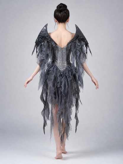 Gothic Angel Costume with Wings for Cosplay back view