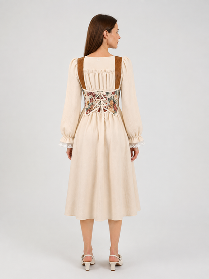 Renaissance Cosplay Dress with Puff Sleeves back view